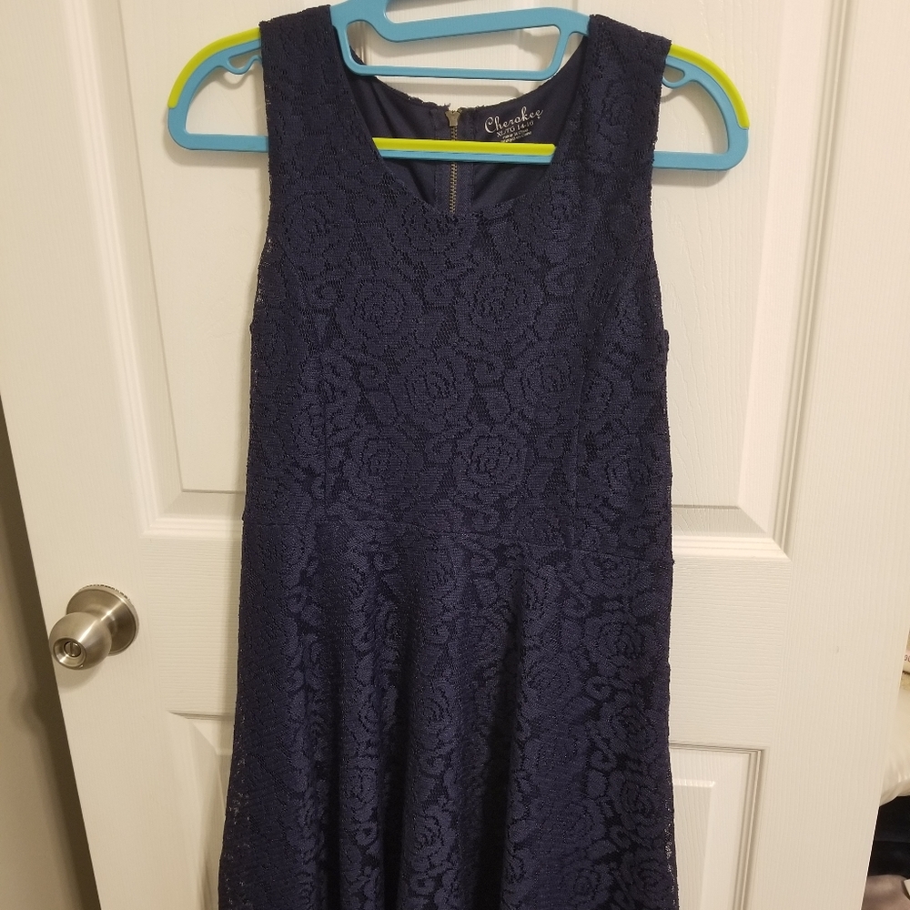 Navy Blue Flowered Dress